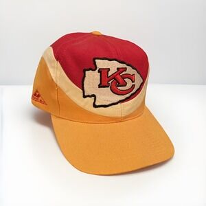 Kansas City Chiefs Snapback Hat KC NFL Red Gold Apex One VTG 90s EUC